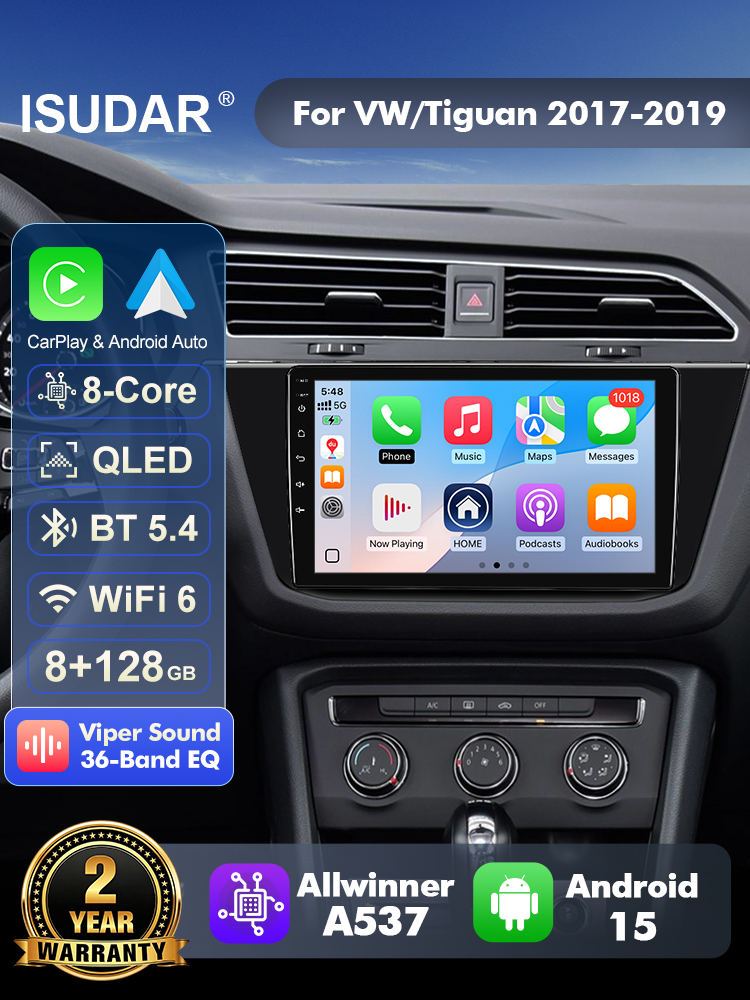Android Head Unit 6Gb 128Gb - ISUDAR T57, autoradio Android 15 pour